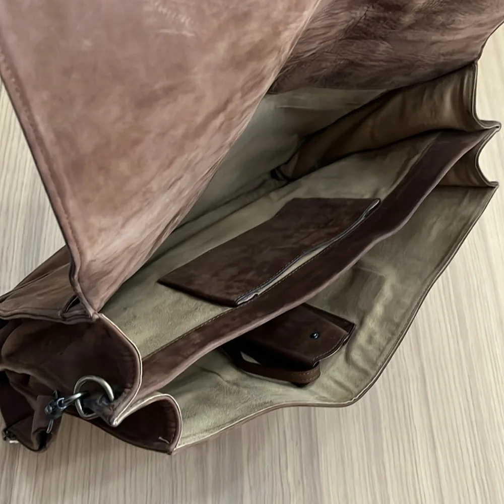 Kanzek, Men’s Tan Leather multi pockets messenger bag